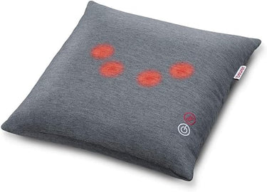 Beurer MG135 - Almohada de masaje Shiatsu con función luz y calor, para nuca, espalda y piernas, 4 cabezales masaje rotatorio, funda lavable, funda 40 x 40 cm, gris